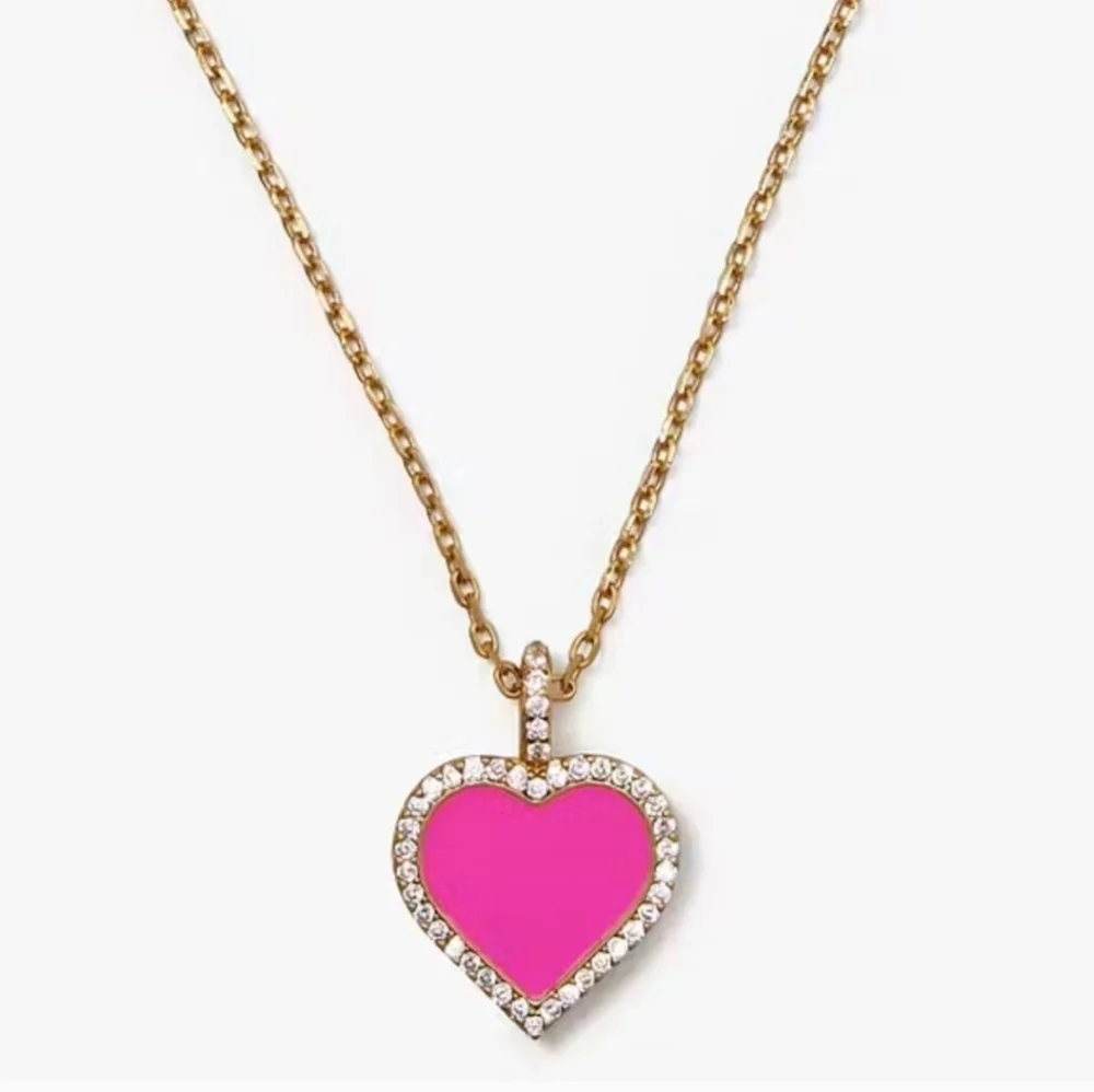 💕▪️Kate Spade ▪️Take Heart Pave Pendant Pink Necklace And Earring Bundle Set